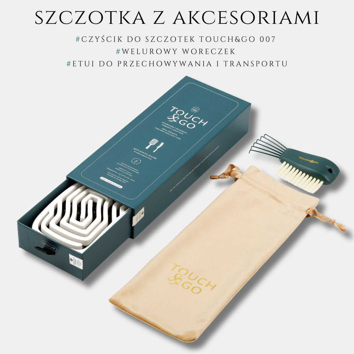 Szczotka do włosów Touch&Go 909 - biała - limited edition