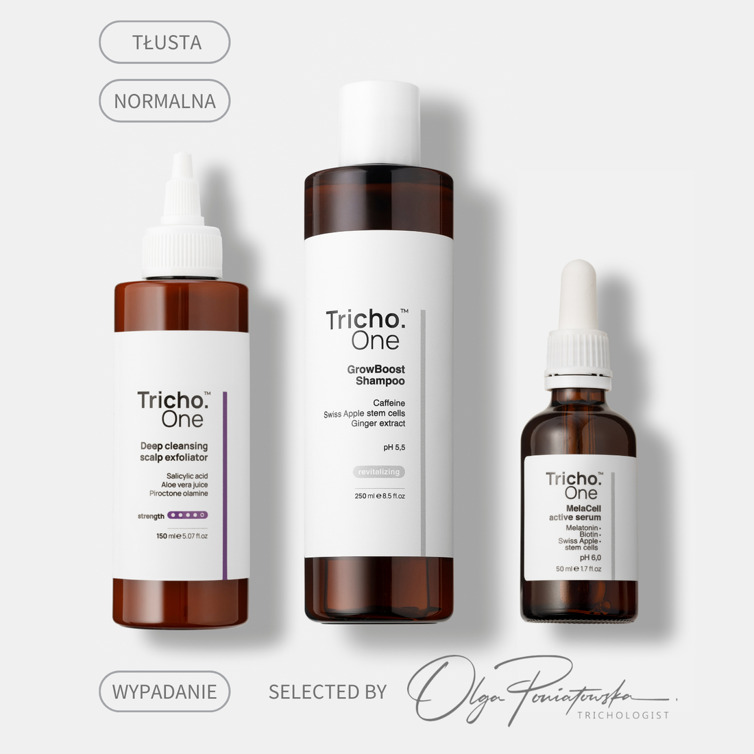 Zestaw na wypadanie włosów dla normalnej lub tłustej skóry głowy (bez podrażnień)