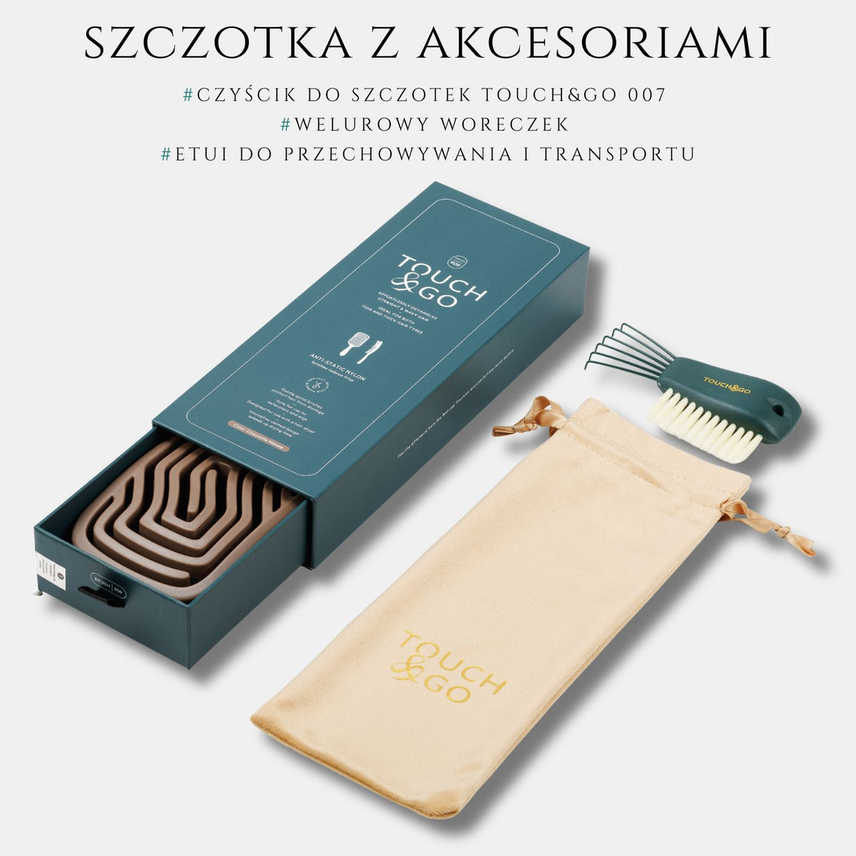 Szczotka do włosów Touch&Go 909 - brązowa