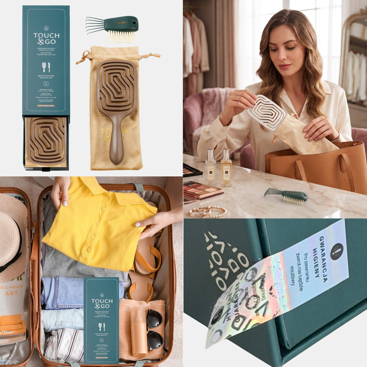 Szczotka do włosów Touch&Go 909 - brązowa
