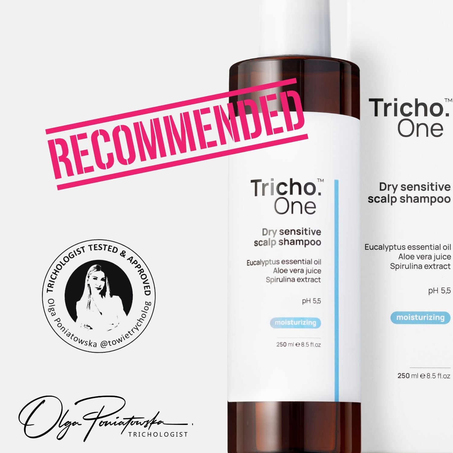 Nawilżający szampon do wrażliwej skóry głowy Tricho.One