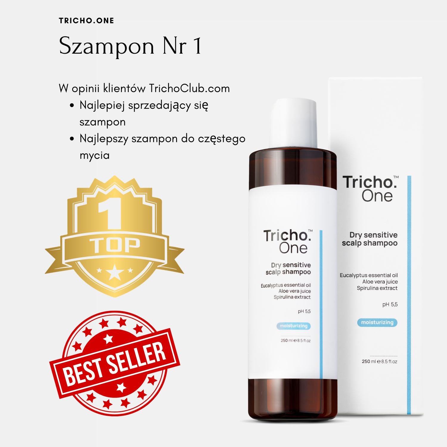 Nawilżający szampon do wrażliwej skóry głowy Tricho.One