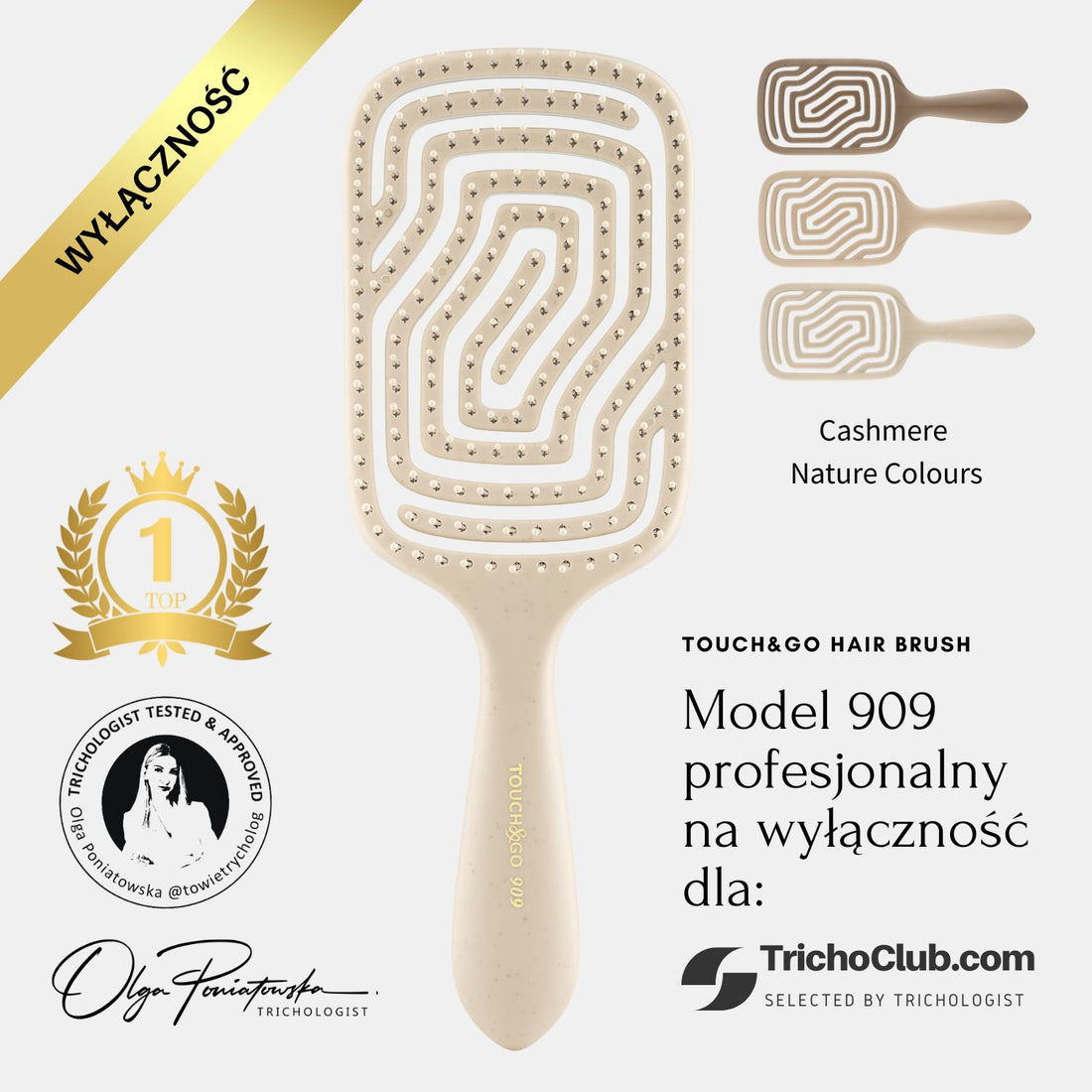 Szczotka do włosów Touch&Go 909 - kremowa