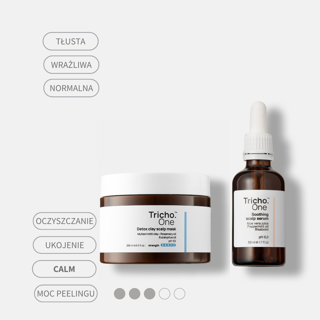 Zestaw peelingujący CALM dla skóry głowy tłustej i wrażliwej