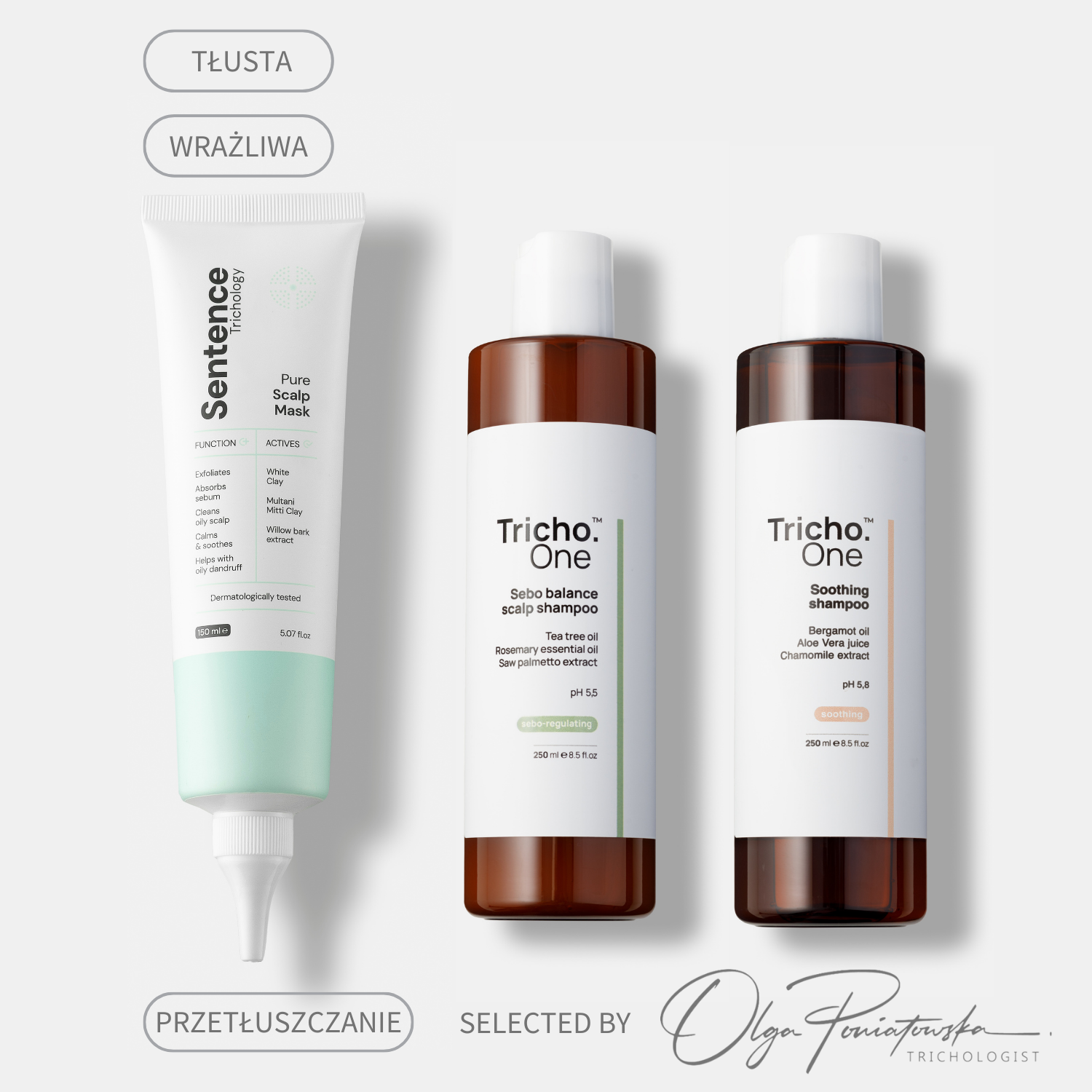 Zestaw na przetłuszczanie i łojotok - skóra wrażliwa/zaczerwieniona (Sentence)