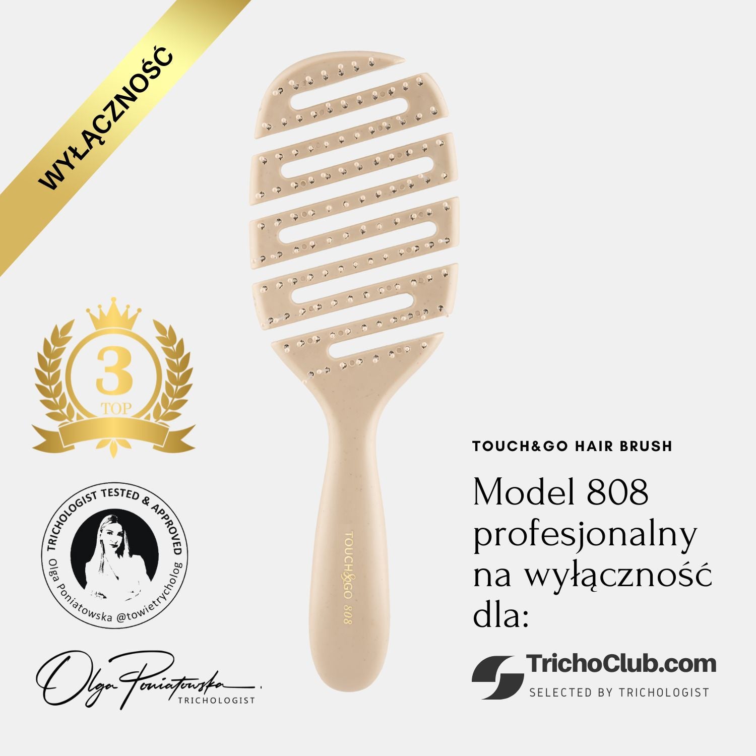 Szczotka do włosów Touch&Go 808 - beżowa