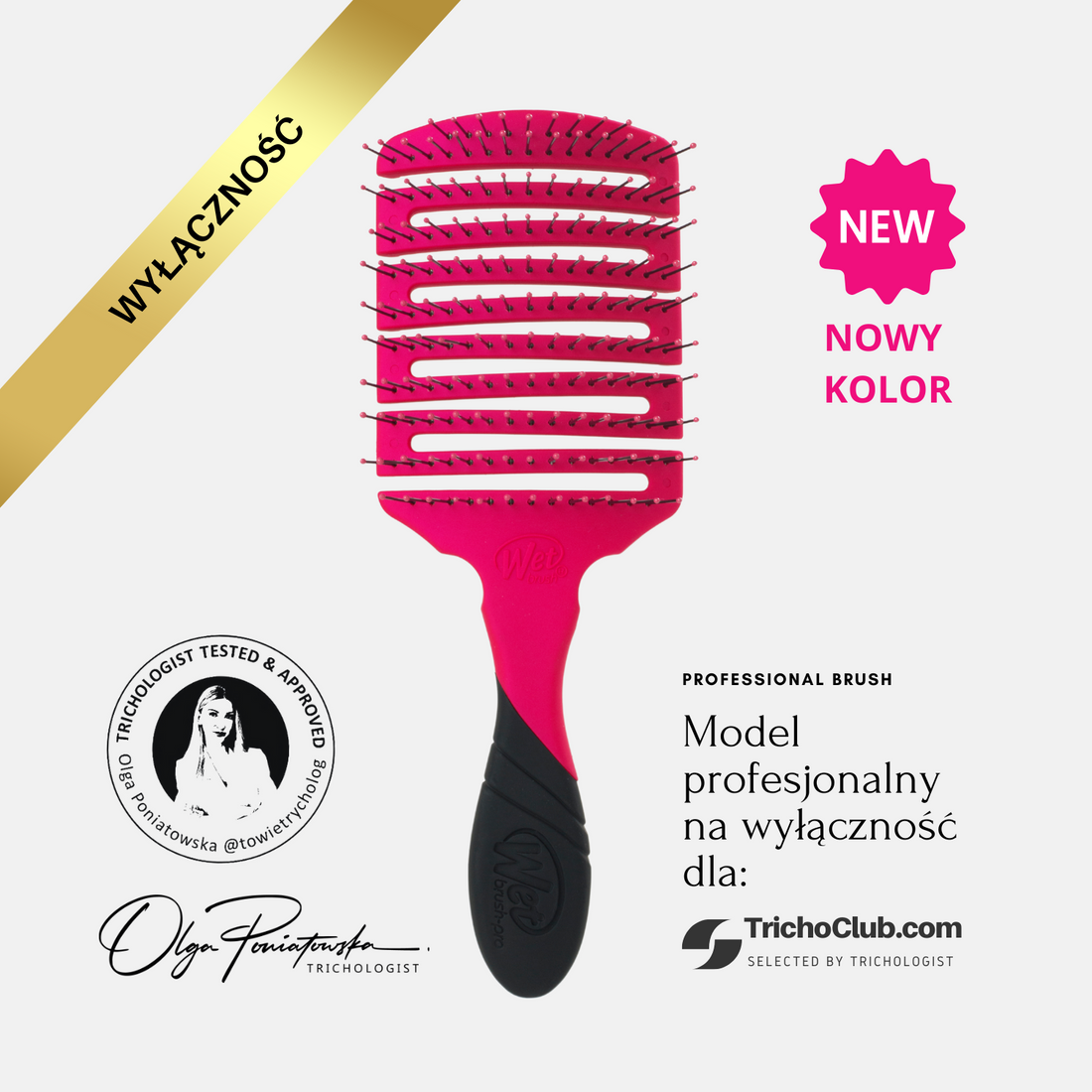Szczotka do włosów Wet Brush Paddle Professional Różowa