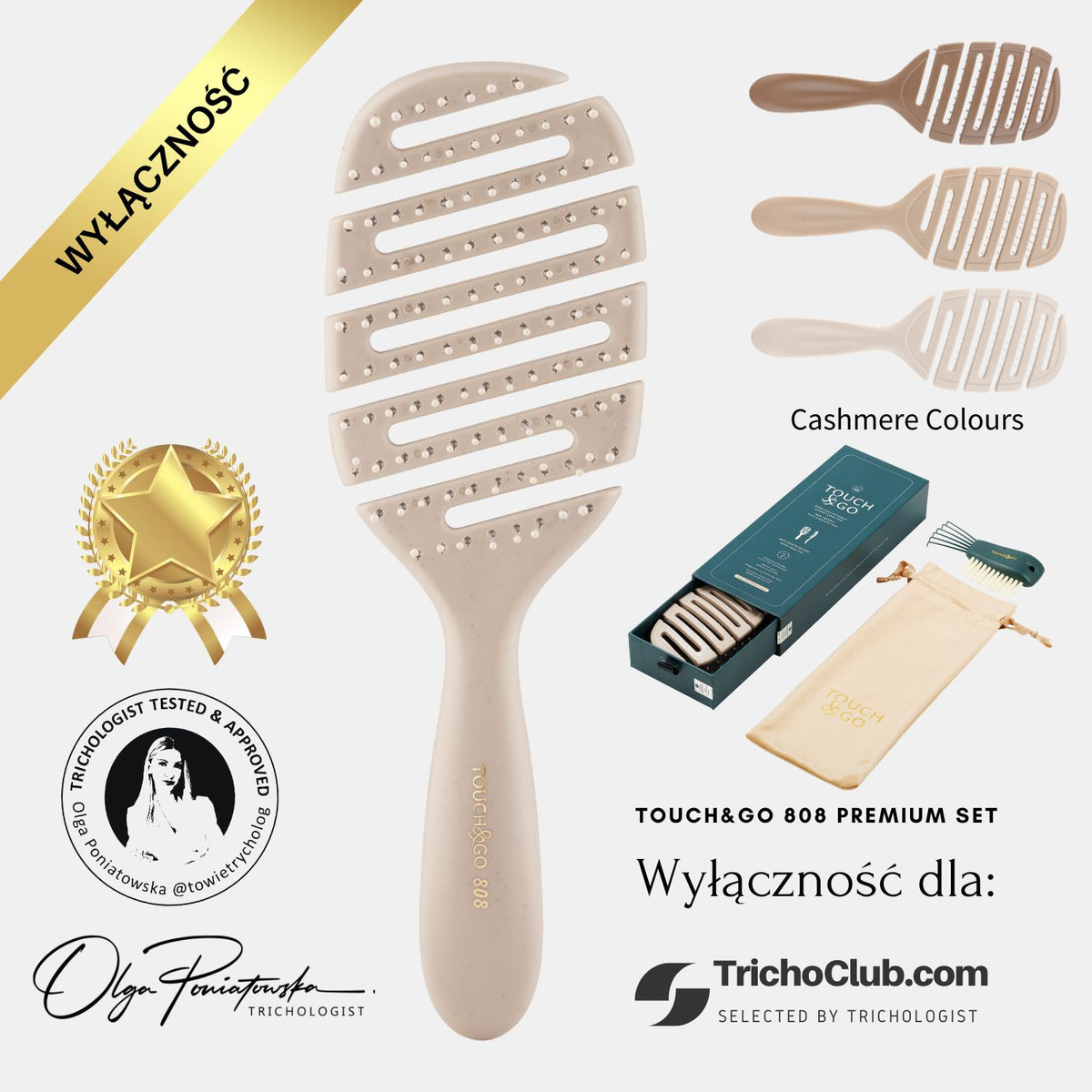 Szczotka do włosów Touch&Go 808 - kremowa