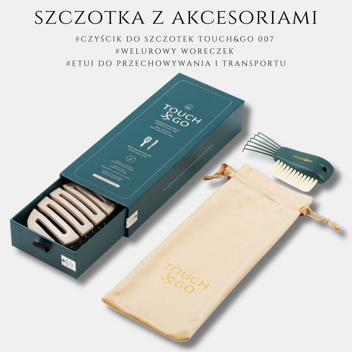 Szczotka do włosów Touch&Go 808 - kremowa