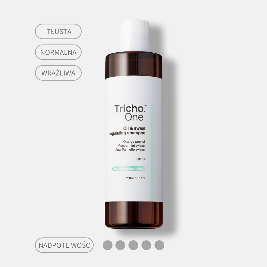 Szampon regulujący nadpotliwość i lekkie przetłuszczanie Tricho.One
