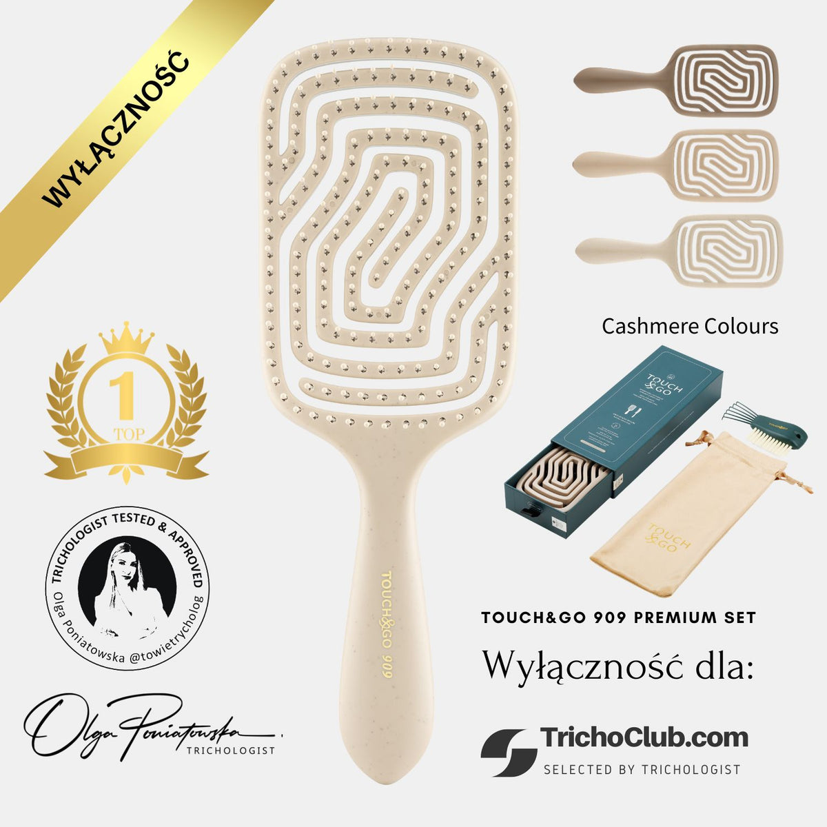 Szczotka do włosów Touch&amp;Go 909 - kremowa
