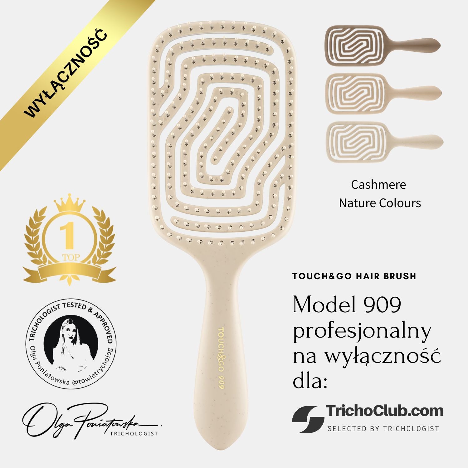 Szczotka do włosów Touch&amp;Go 909 - kremowa