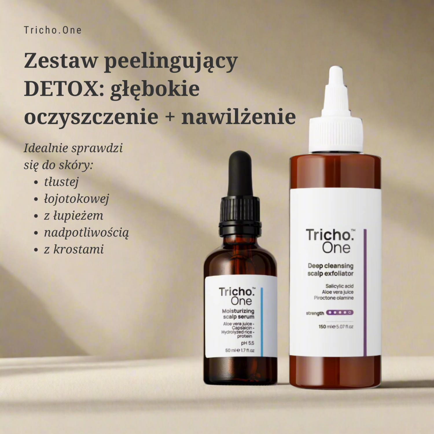 Zestaw peelingujący do skóry głowy DETOX głębokie oczyszczanie + nawilżenie